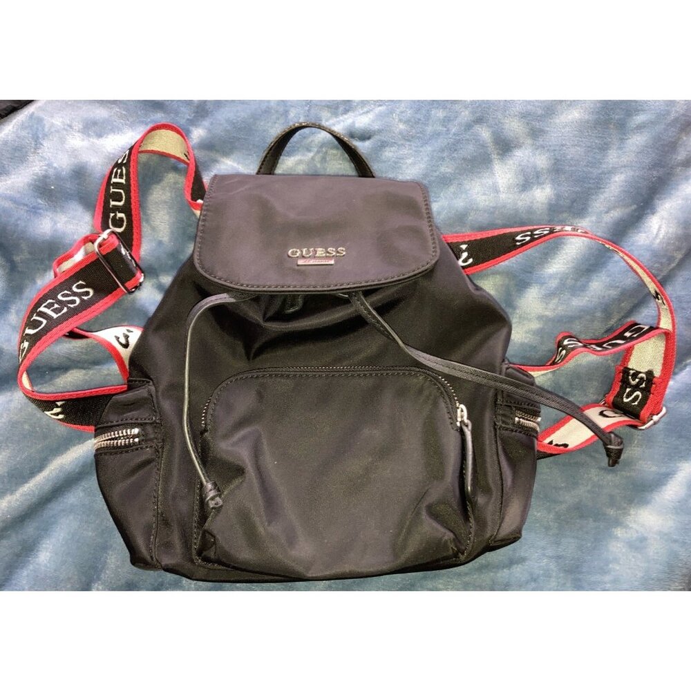 Y2K Guess Backpack Bag Black Logo On Straps Shoulder Bag